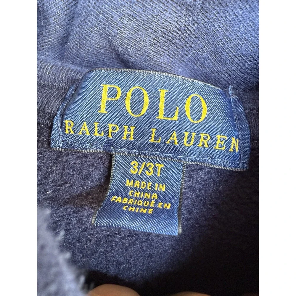 Boys Polo Ralph Lauren Hoodie Sz 3T Navy Blue Arch Logo‎ Spell Out